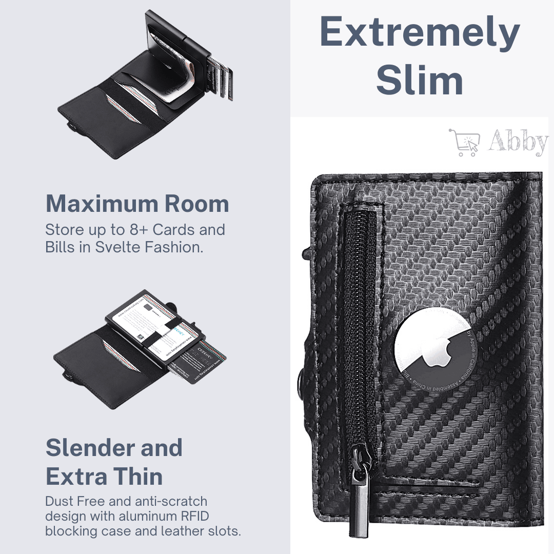 Abby's™ AirTag Trackable Leather Wallet with Apple AirTag Holder Case - RFID Blocking and Protection - Abbycart