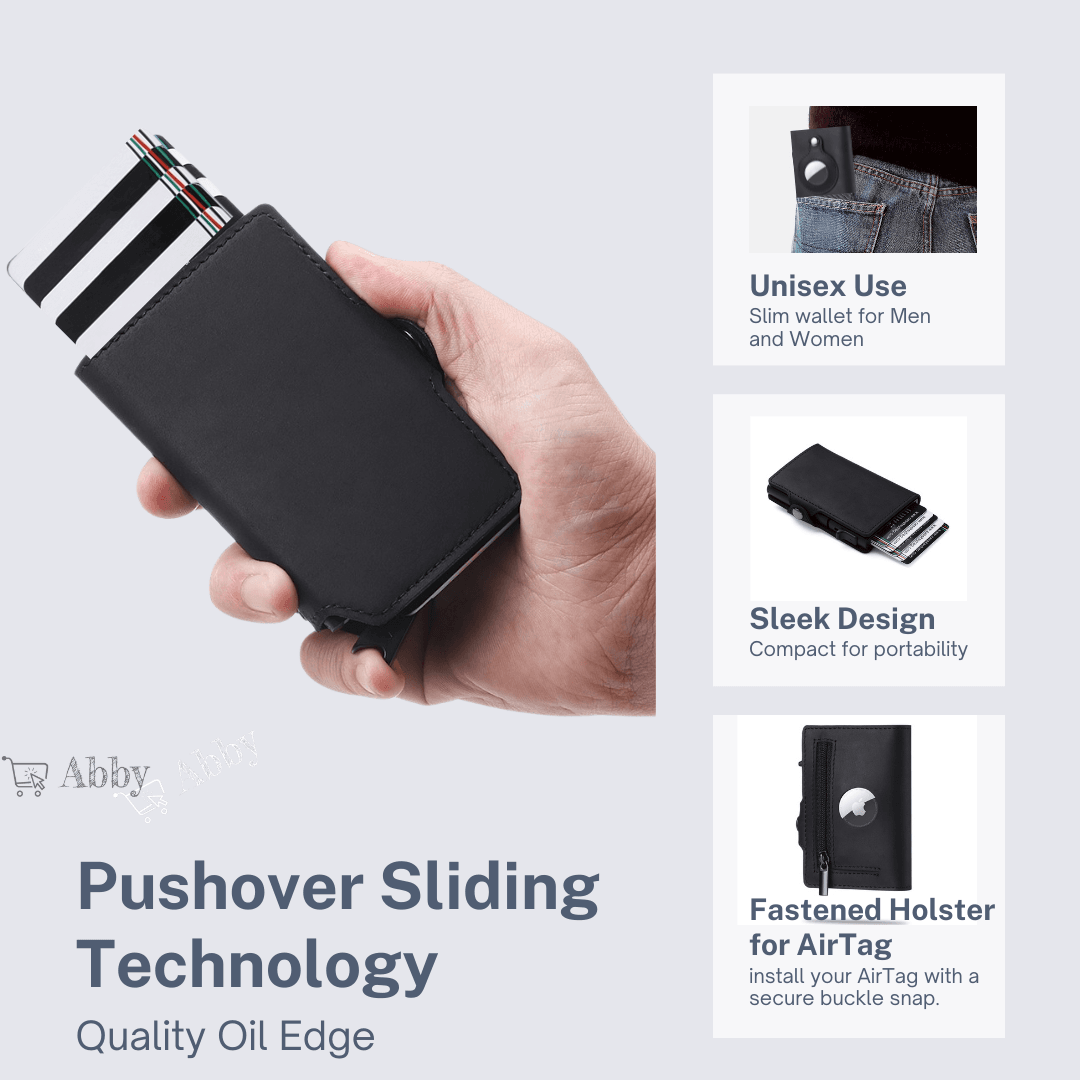 Abby's™ AirTag Trackable Leather Wallet with Apple AirTag Holder Case - RFID Blocking and Protection - Abbycart