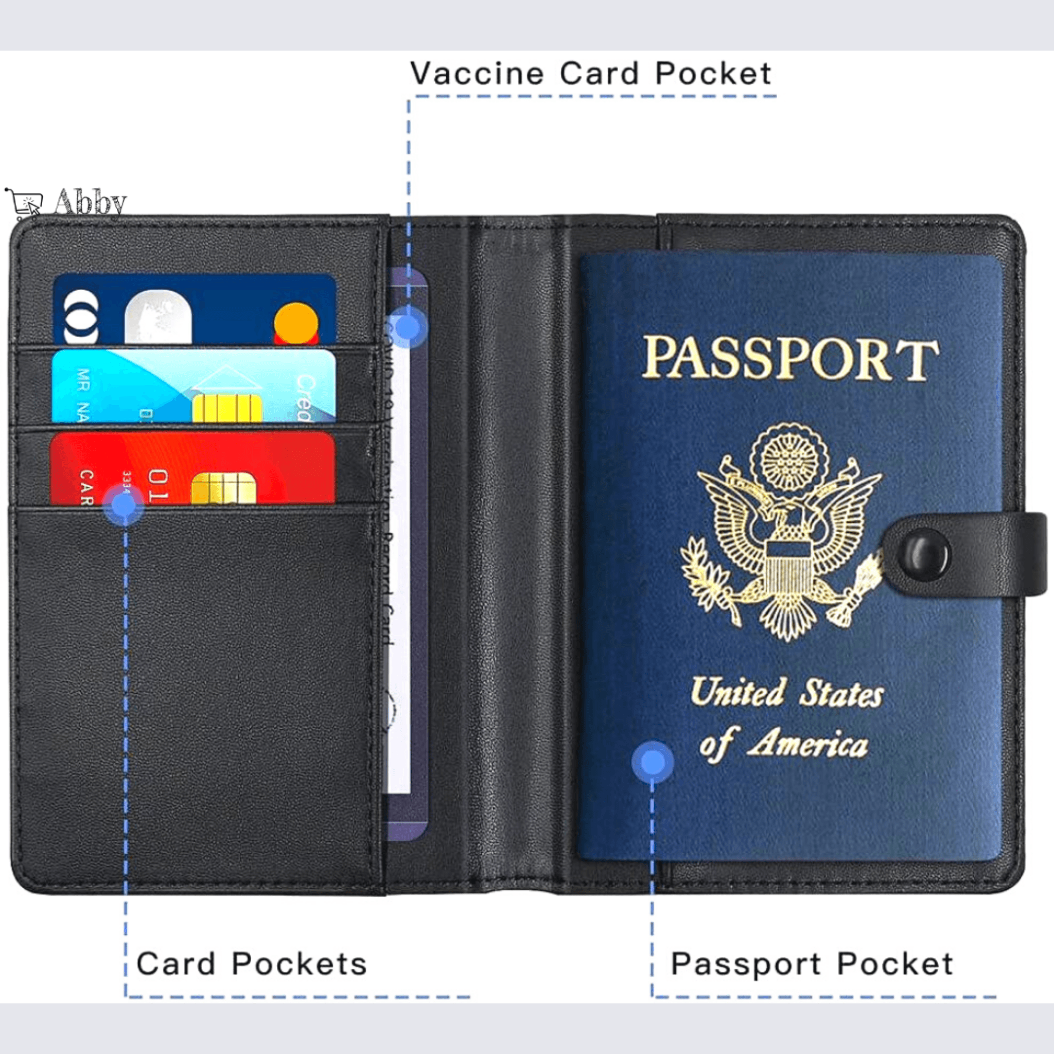 Abby's™ AirTag Trackable Wallet Passport Travel Luggage Bag with Apple AirTag Holder Case - Vaccine Card Protector - Abbycart