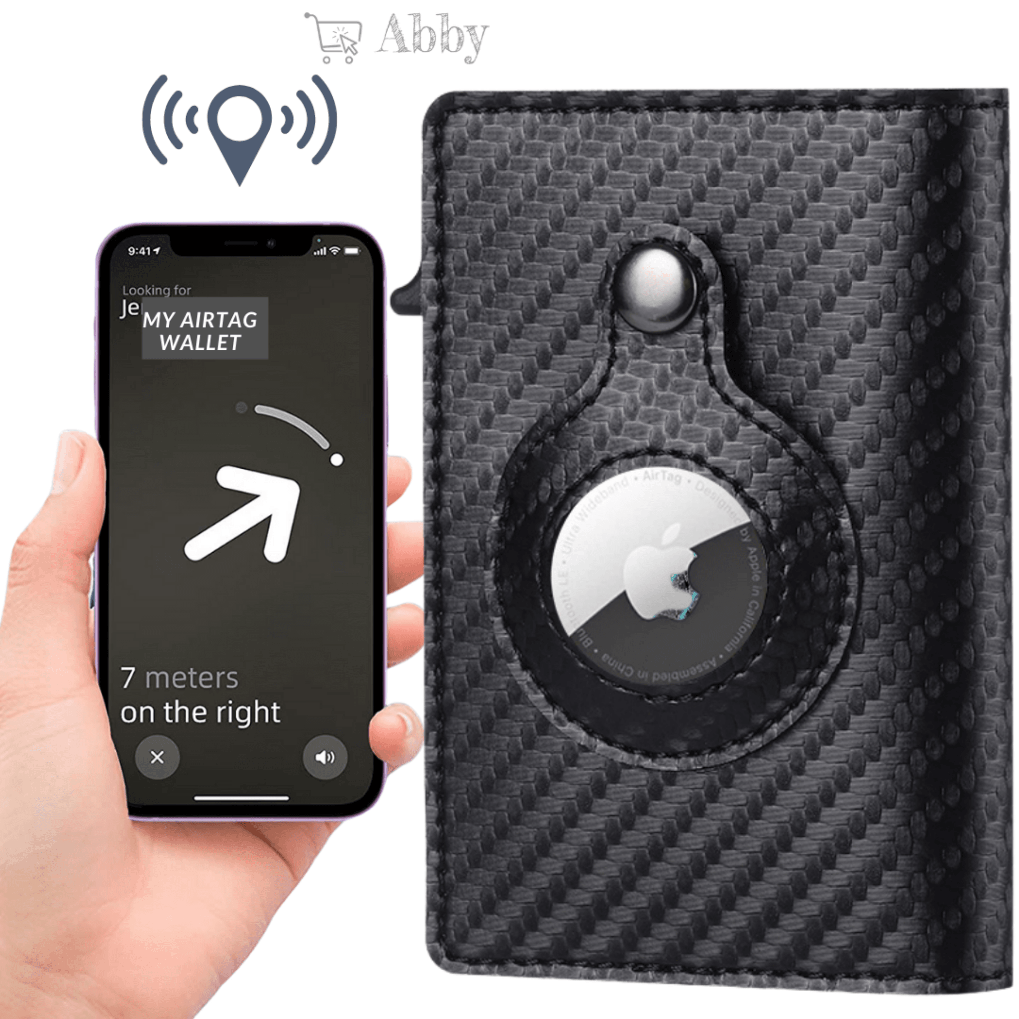 Abby's™ Anti-Lost Slim Leather AirTag Trackable Wallet with Apple AirTag Holder Case - RFID Blocking and Protection - Abbycart