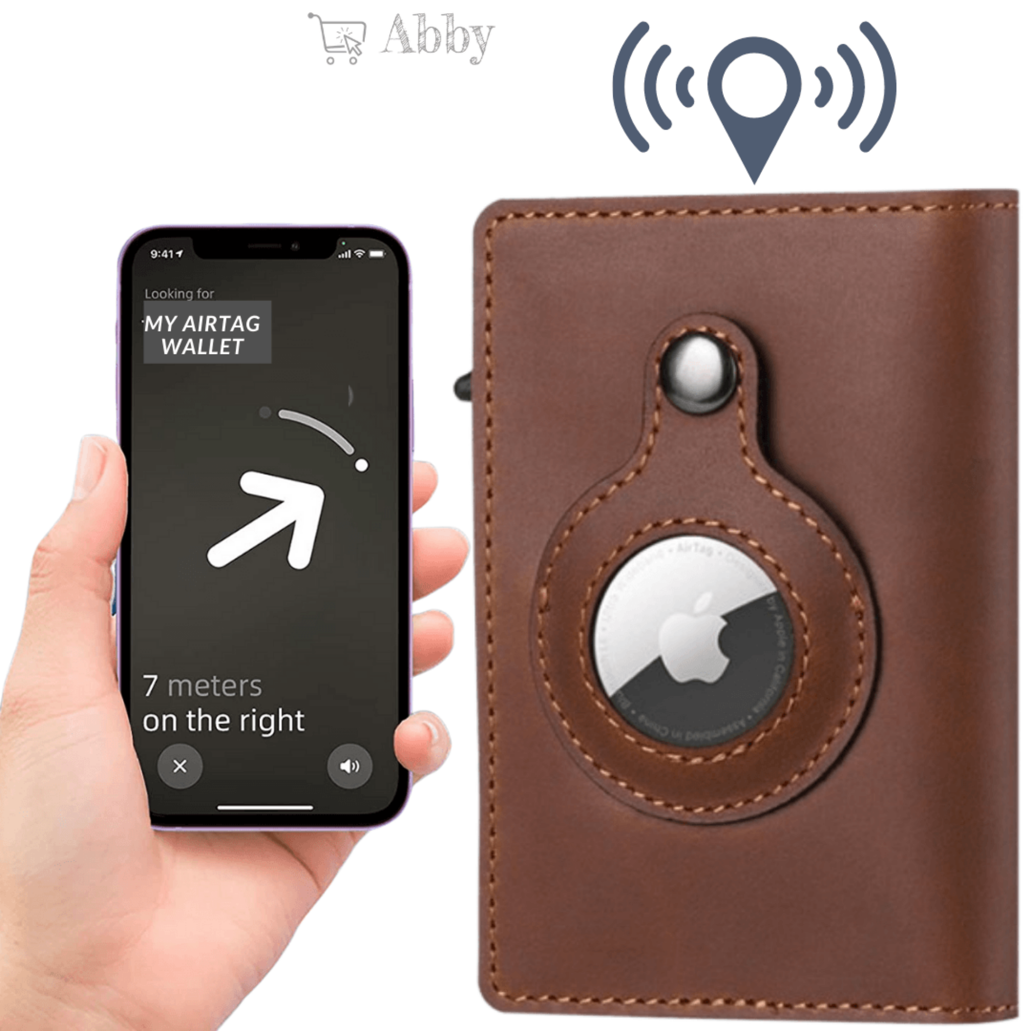 Abby's™ Anti-Lost Slim Leather AirTag Wallet with Apple AirTag Holder Case - RFID Protection - Abbycart