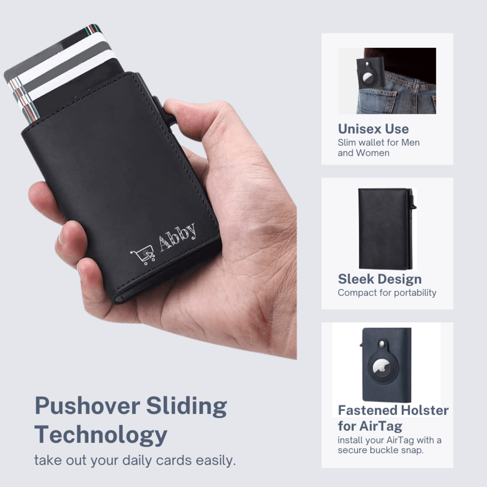 Abby's™ Anti-Lost Slim Wallet with Apple AirTag Case - RFID Protection - Abbycart