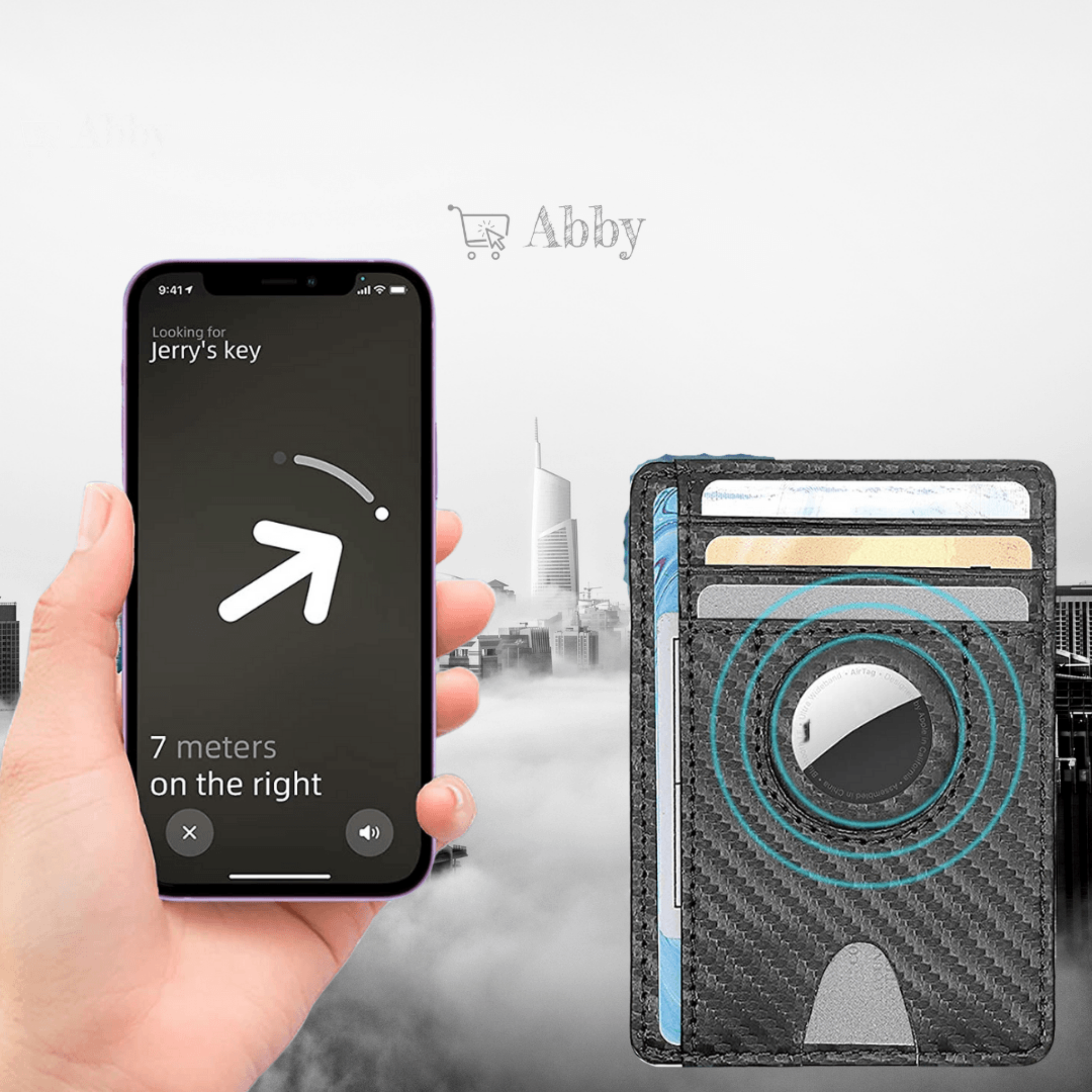 Abby's™ Anti-Lost Wallet, Cards holder with AirTag Case - Front Pocket - Abbycart