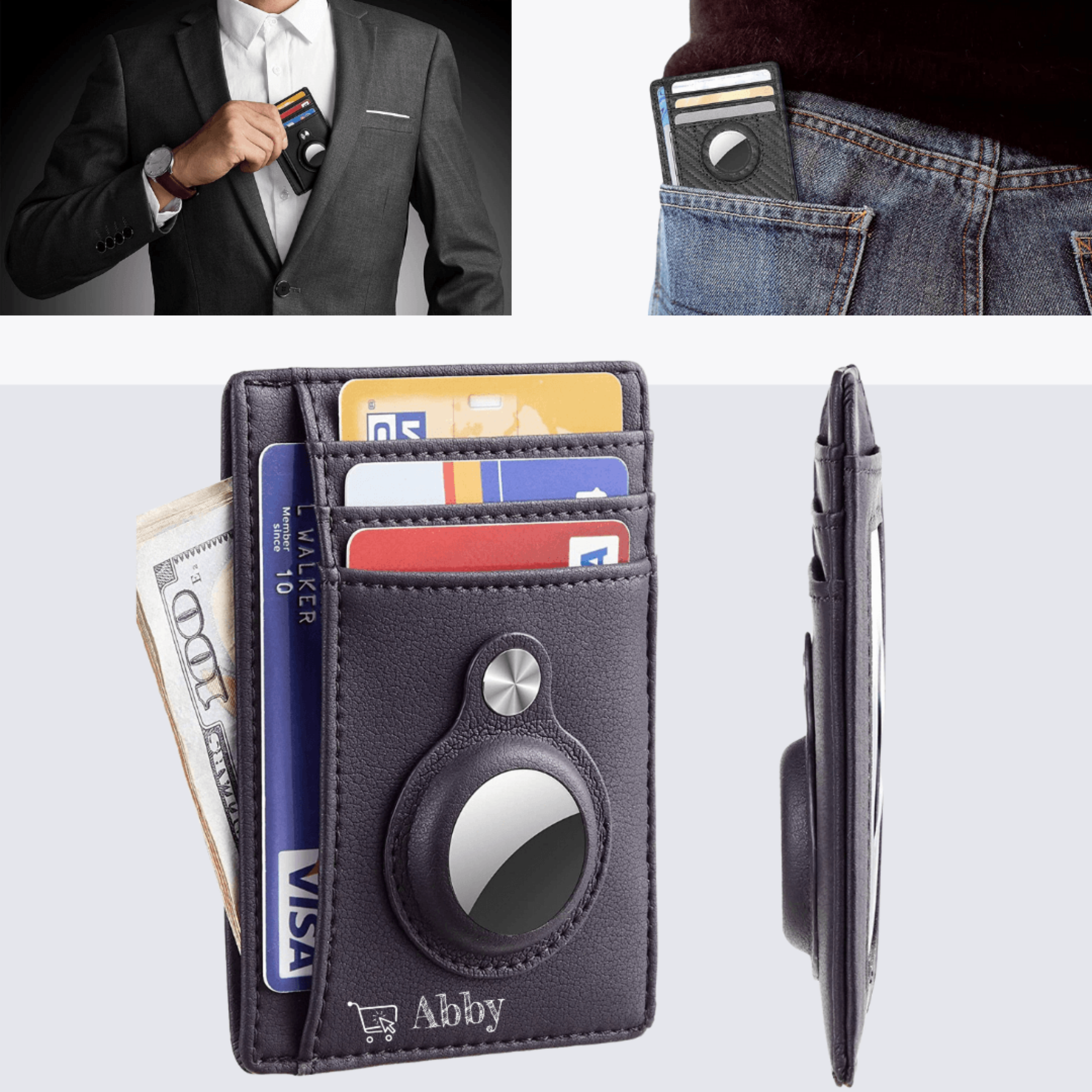 Abby's™ Anti-Lost Wallet, Cards holder with AirTag Case - Front Pocket - Abbycart