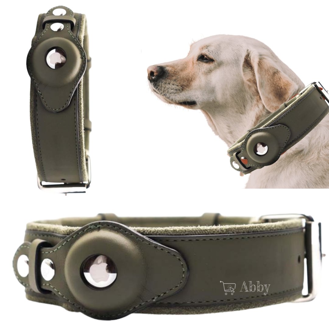 Abby’s Apple AirTag Dog Collar for your Pet, Geniune Leather - GPS Tracking - Abbycart