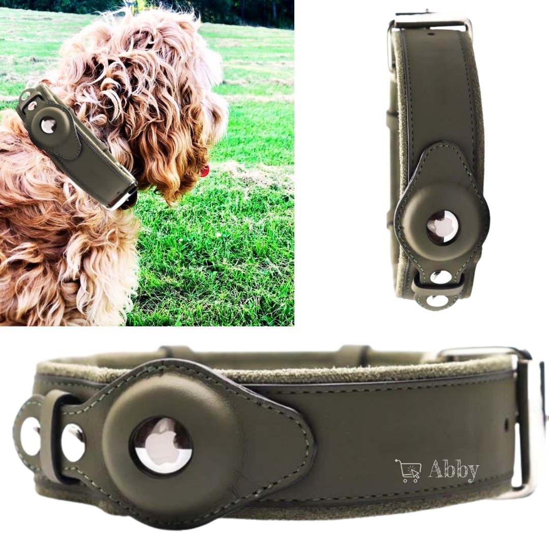 Abby’s Apple AirTag Dog Collar for your Pet, Geniune Leather - GPS Tracking - Abbycart