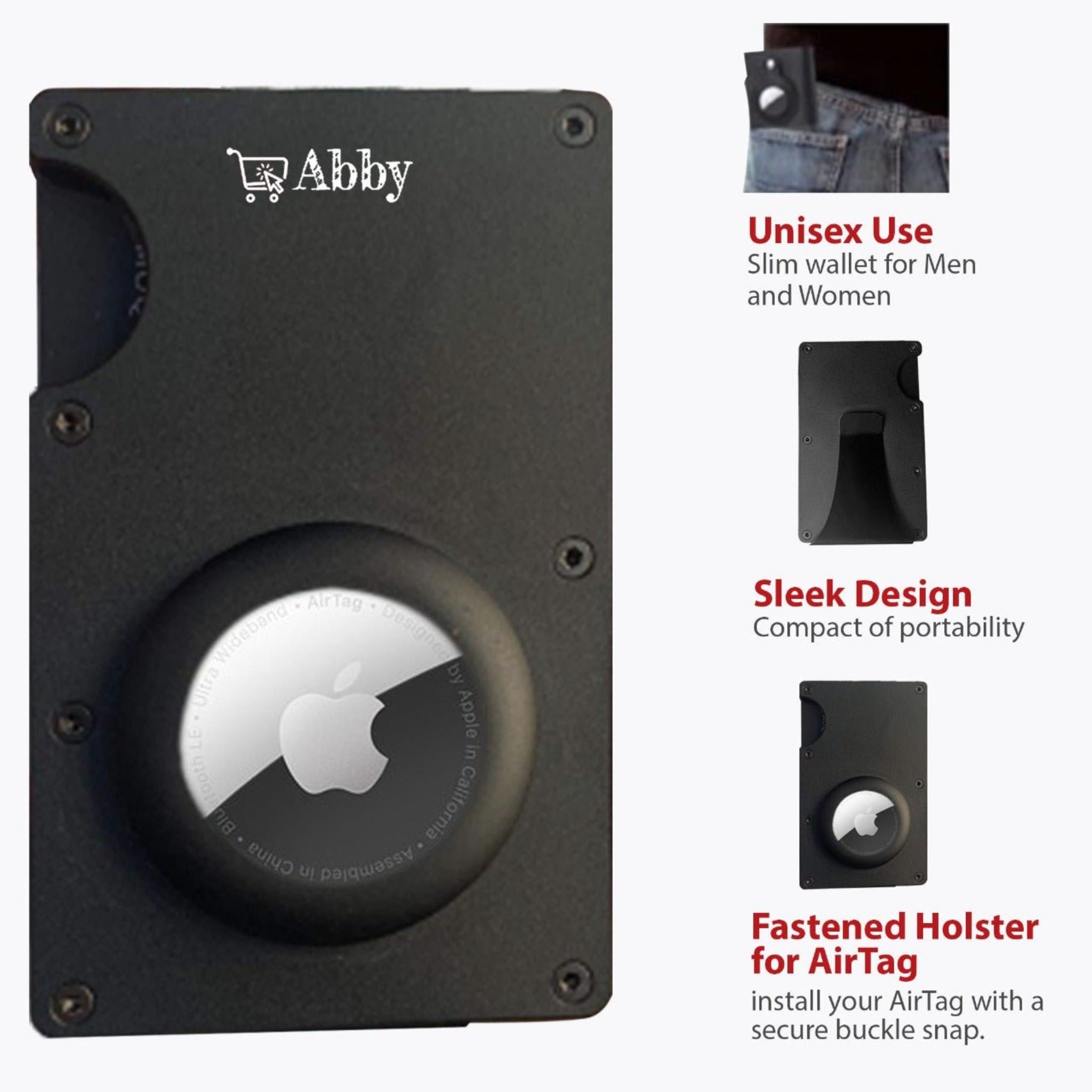 Abby's™ Apple AirTag Wallet Money Clip for Men | Aluminum Card Holder with RFID Shield - Abbycart