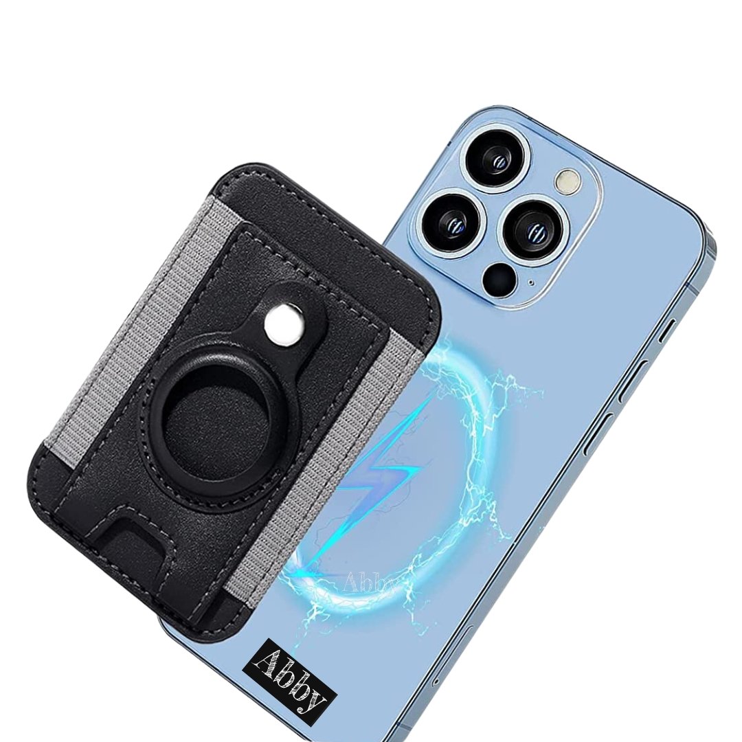 Abby's™ MagSafe Wallet with AirTag Holder - Magnetic Wallet Card Holder for iPhone 14, 13 & 12 Series - AirTag MagSafe Leather Wallet - Hold Up to 7 Cards - RFID Blocking Protection - Black - Abbycart