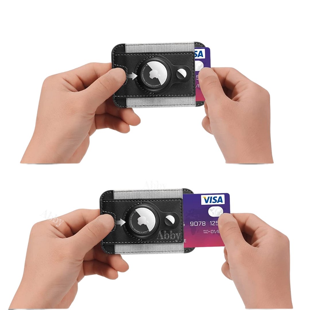 Abby's™ MagSafe Wallet with AirTag Holder - Magnetic Wallet Card Holder for iPhone 14, 13 & 12 Series - AirTag MagSafe Leather Wallet - Hold Up to 7 Cards - RFID Blocking Protection - Black - Abbycart