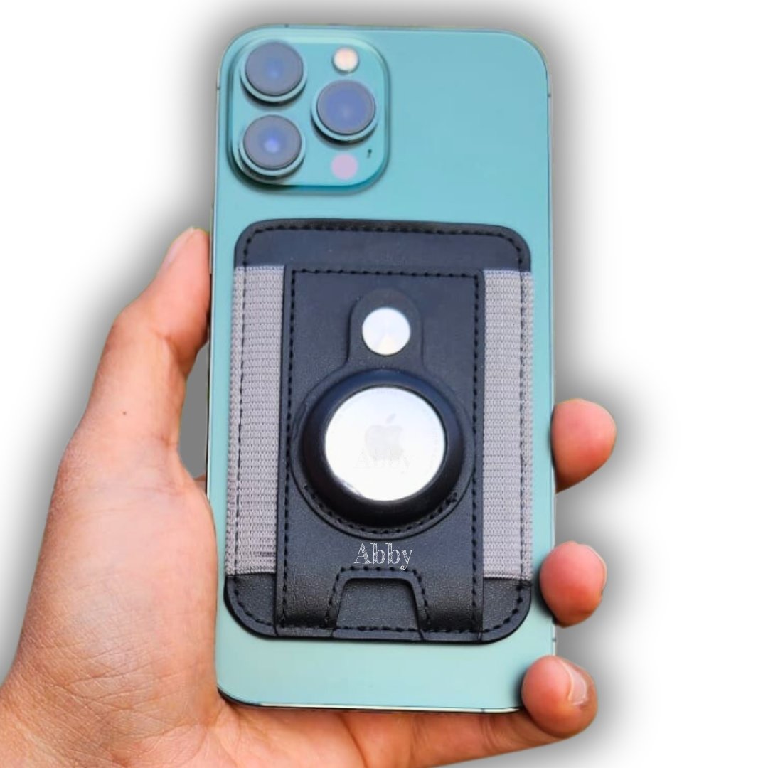 Abby's™ MagSafe Wallet with AirTag Holder - Magnetic Wallet Card Holder for iPhone 14, 13 & 12 Series - AirTag MagSafe Leather Wallet - Hold Up to 7 Cards - RFID Blocking Protection - Black - Abbycart