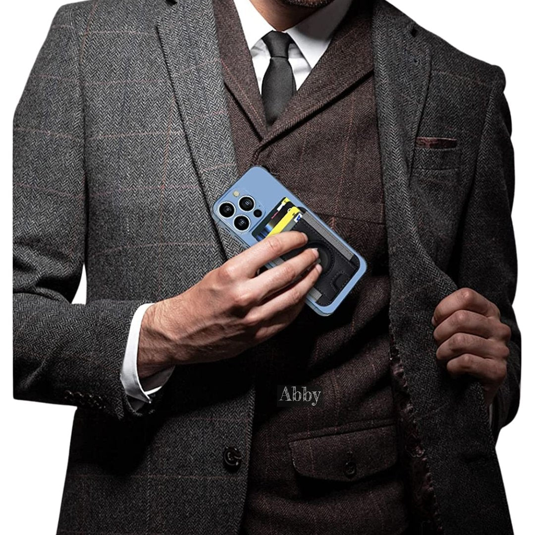 Abby's™ MagSafe Wallet with AirTag Holder - Magnetic Wallet Card Holder for iPhone 14, 13 & 12 Series - AirTag MagSafe Leather Wallet - Hold Up to 7 Cards - RFID Blocking Protection - Black - Abbycart