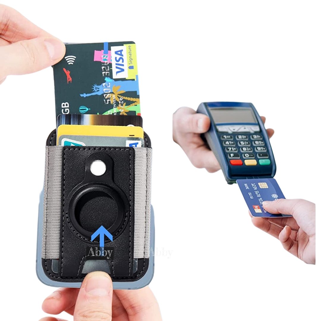 Abby's™ MagSafe Wallet with AirTag Holder - Magnetic Wallet Card Holder for iPhone 14, 13 & 12 Series - AirTag MagSafe Leather Wallet - Hold Up to 7 Cards - RFID Blocking Protection - Black - Abbycart