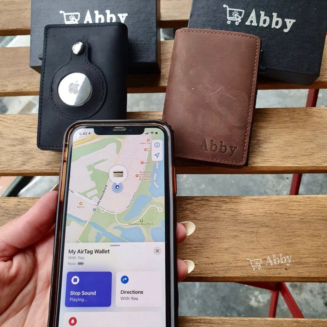 Abby's™ Anti-Lost Slim Leather AirTag Wallet with Apple AirTag Holder Case - RFID Protection - Abbycart