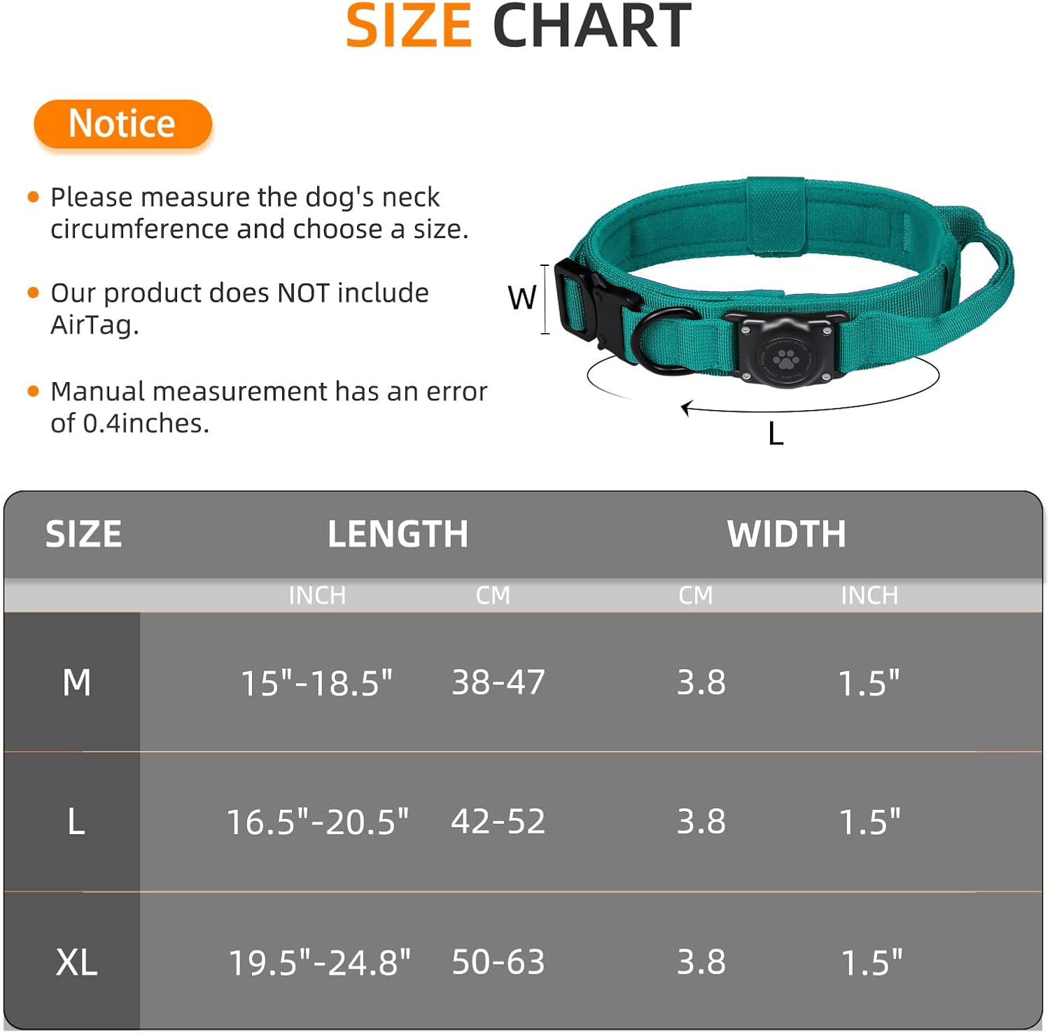 100% Waterproof Tactical AirTag Dog Collar – Durable Nylon, Integrated Holder, Adjustable for Medium & Large Dogs - Abbycart