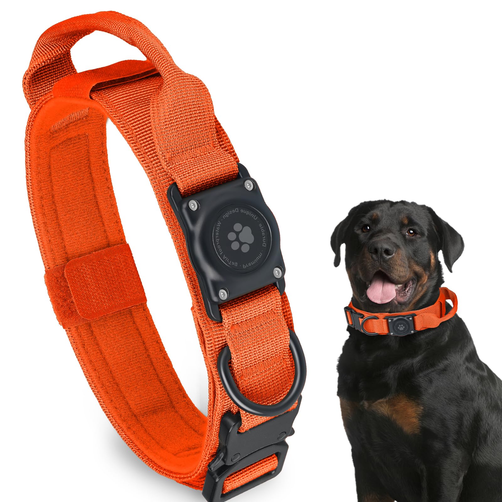 100% Waterproof Tactical AirTag Dog Collar – Durable Nylon, Integrated Holder, Adjustable for Medium & Large Dogs - Abbycart