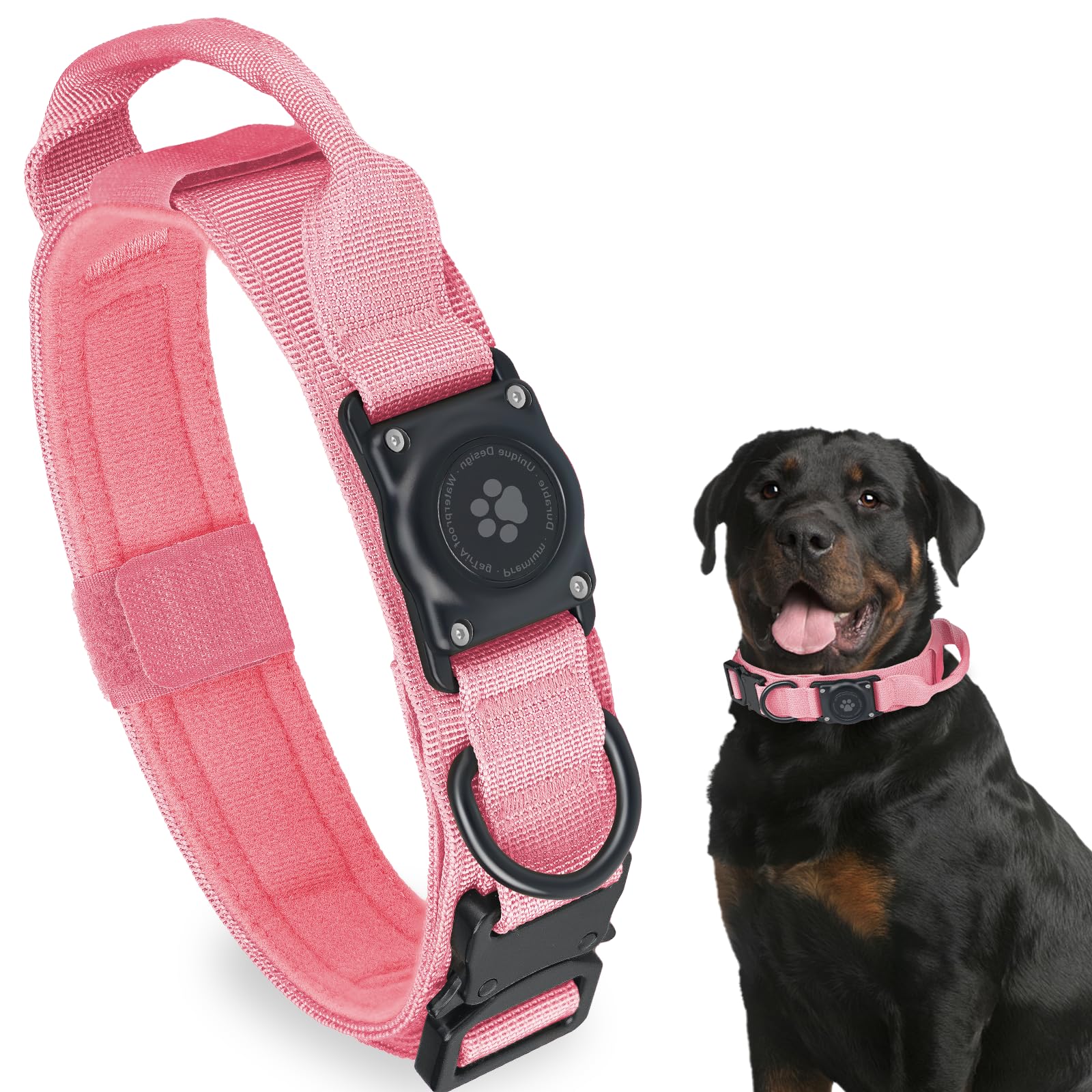 100% Waterproof Tactical AirTag Dog Collar – Durable Nylon, Integrated Holder, Adjustable for Medium & Large Dogs - Abbycart
