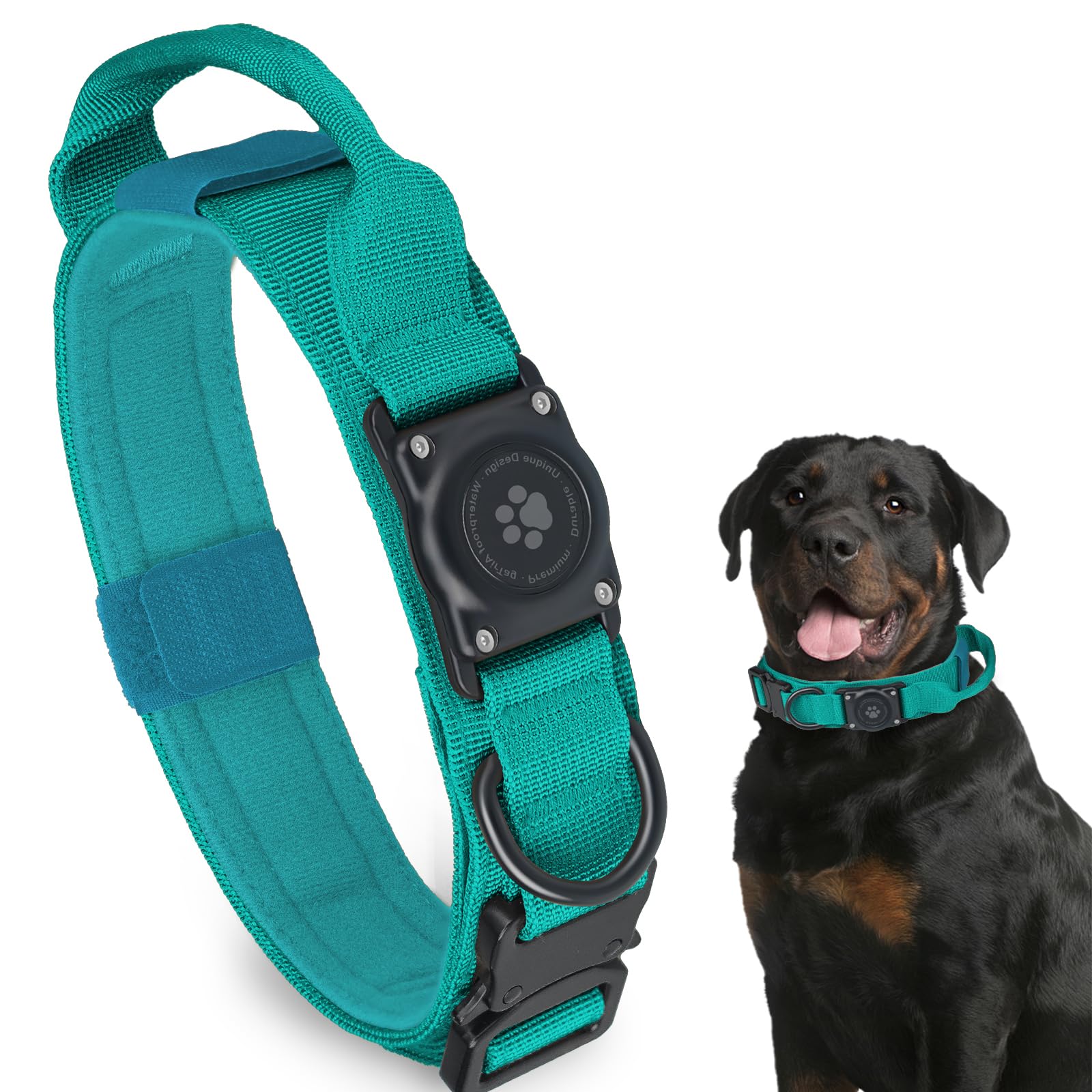 100% Waterproof Tactical AirTag Dog Collar – Durable Nylon, Integrated Holder, Adjustable for Medium & Large Dogs - Abbycart