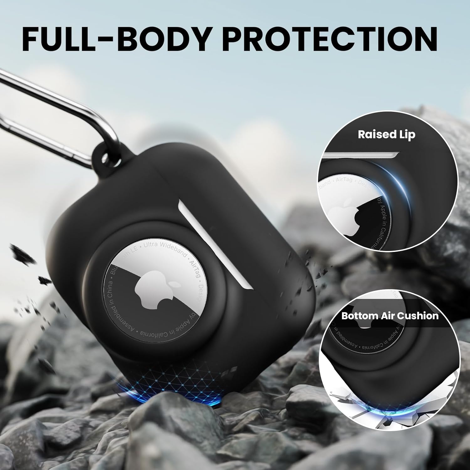 2 in 1 Silicone Case Compatible with AirPods Pro 3 and AirTag, Shockproof Protective Case Cover for AirPods Pro 3rd Generation 2025 with Cleaner Kit & Carabiner (Black) - Abbycart