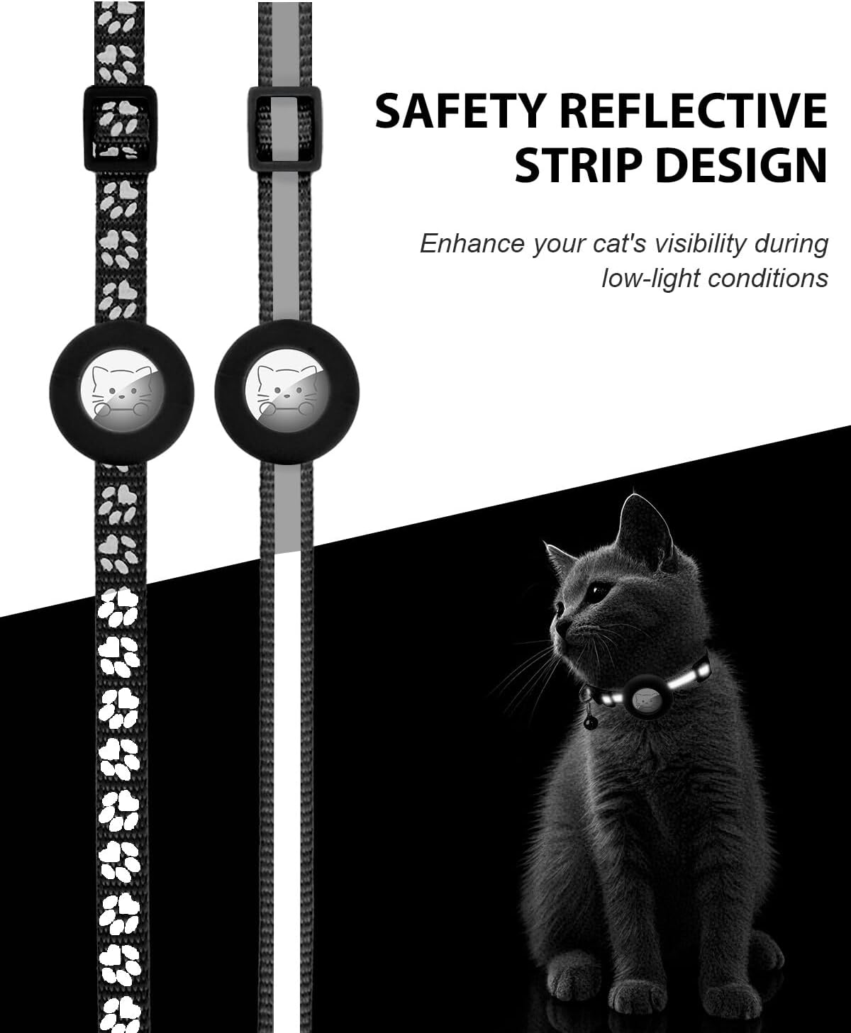 2 Pack AirTag Cat Collars – Reflective, Breakaway, Adjustable with Bell & AirTag Holder - Abbycart