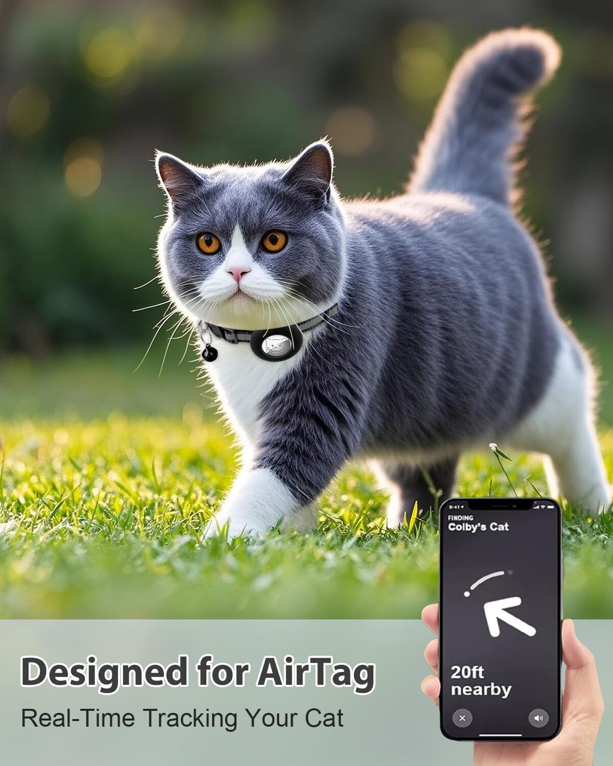 2 Pack AirTag Cat Collars – Reflective, Breakaway, Adjustable with Bell & AirTag Holder - Abbycart