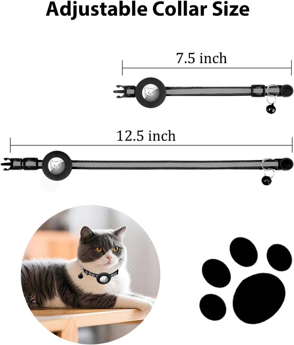 2 Pack AirTag Cat Collars – Reflective, Breakaway, Adjustable with Bell & AirTag Holder - Abbycart