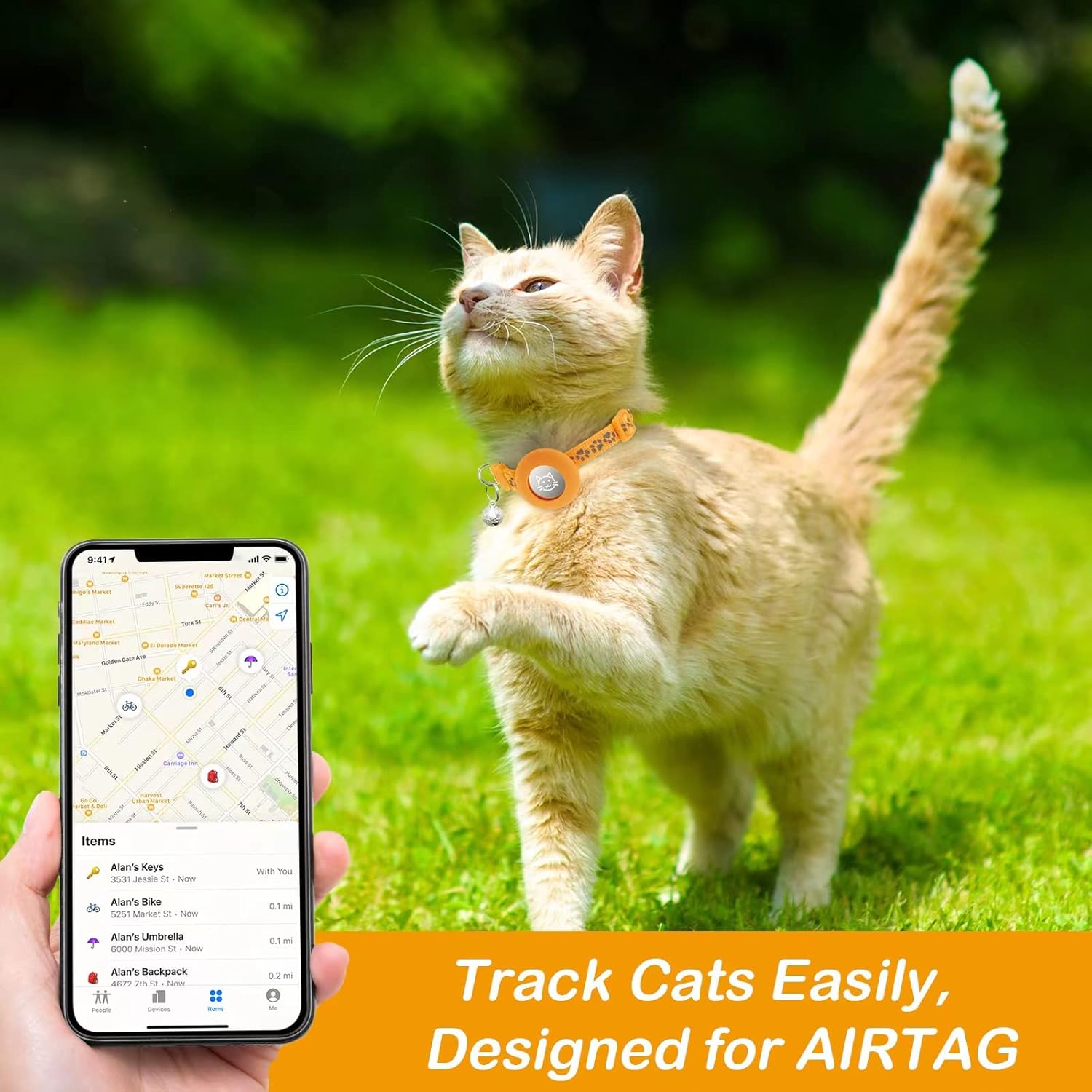 2 - Pack AirTag Cat Collars – Reflective Breakaway Collars with Bell & Apple AirTag Holder, Adjustable 7–12 Inch for Kittens & Cats - Abbycart