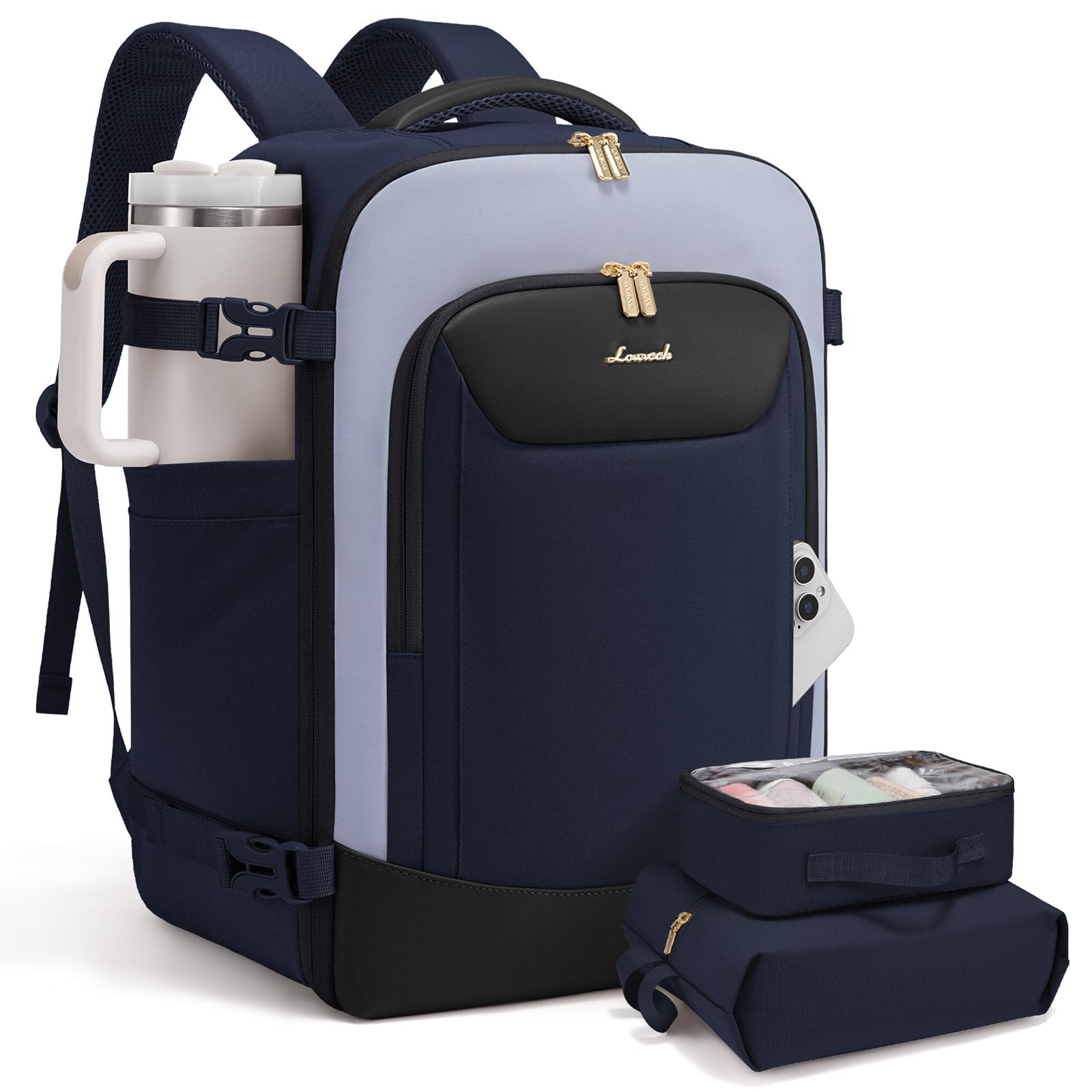 40L-3Pcs Airline Approved Travel Backpack Waterproof Carry On Bag
