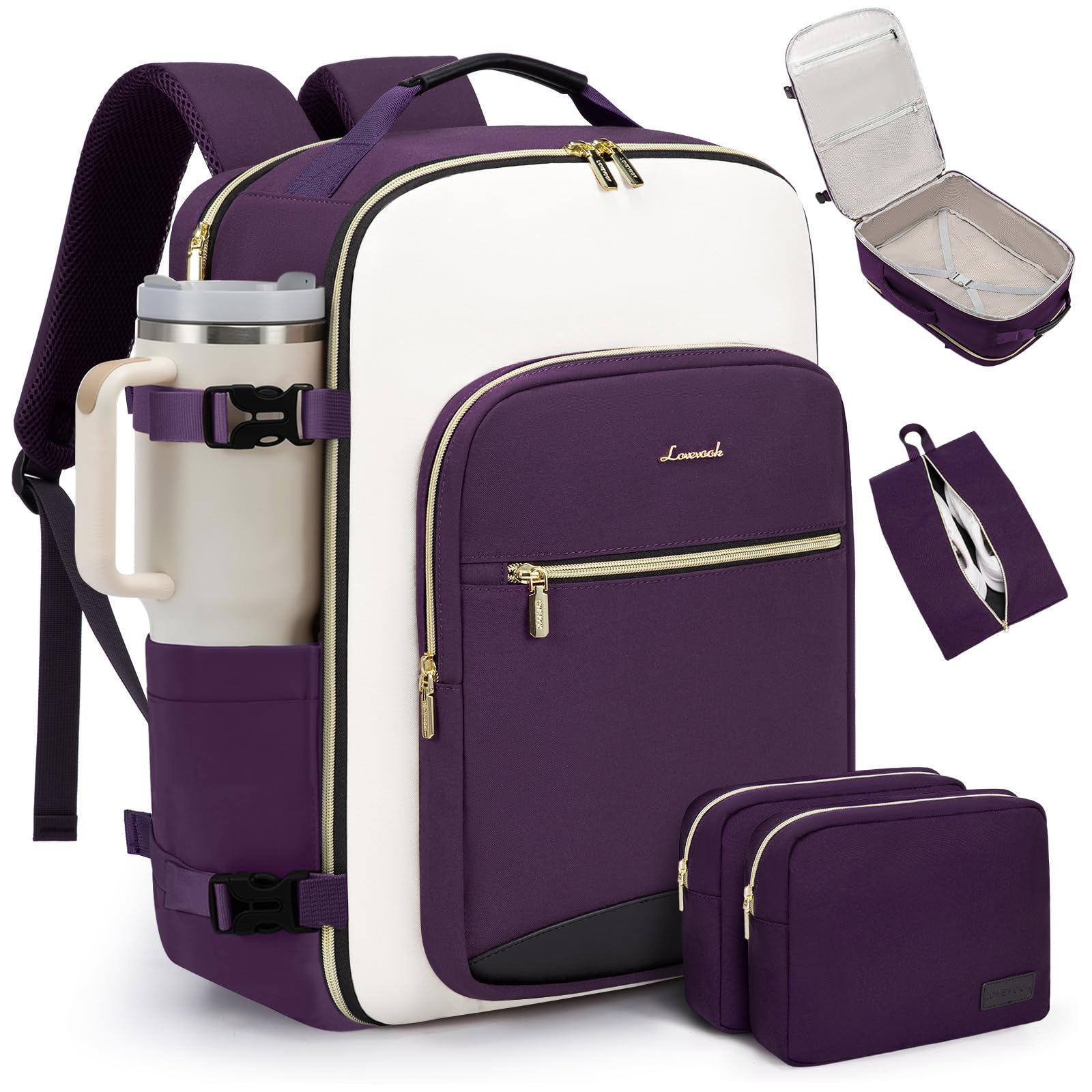 40L Carry On Travel Backpack Airline Approved with Packing Cubes