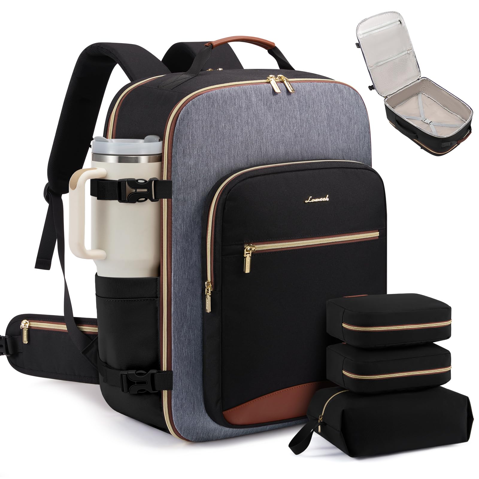 40L Carry On Travel Backpack Airline Approved with Packing Cubes