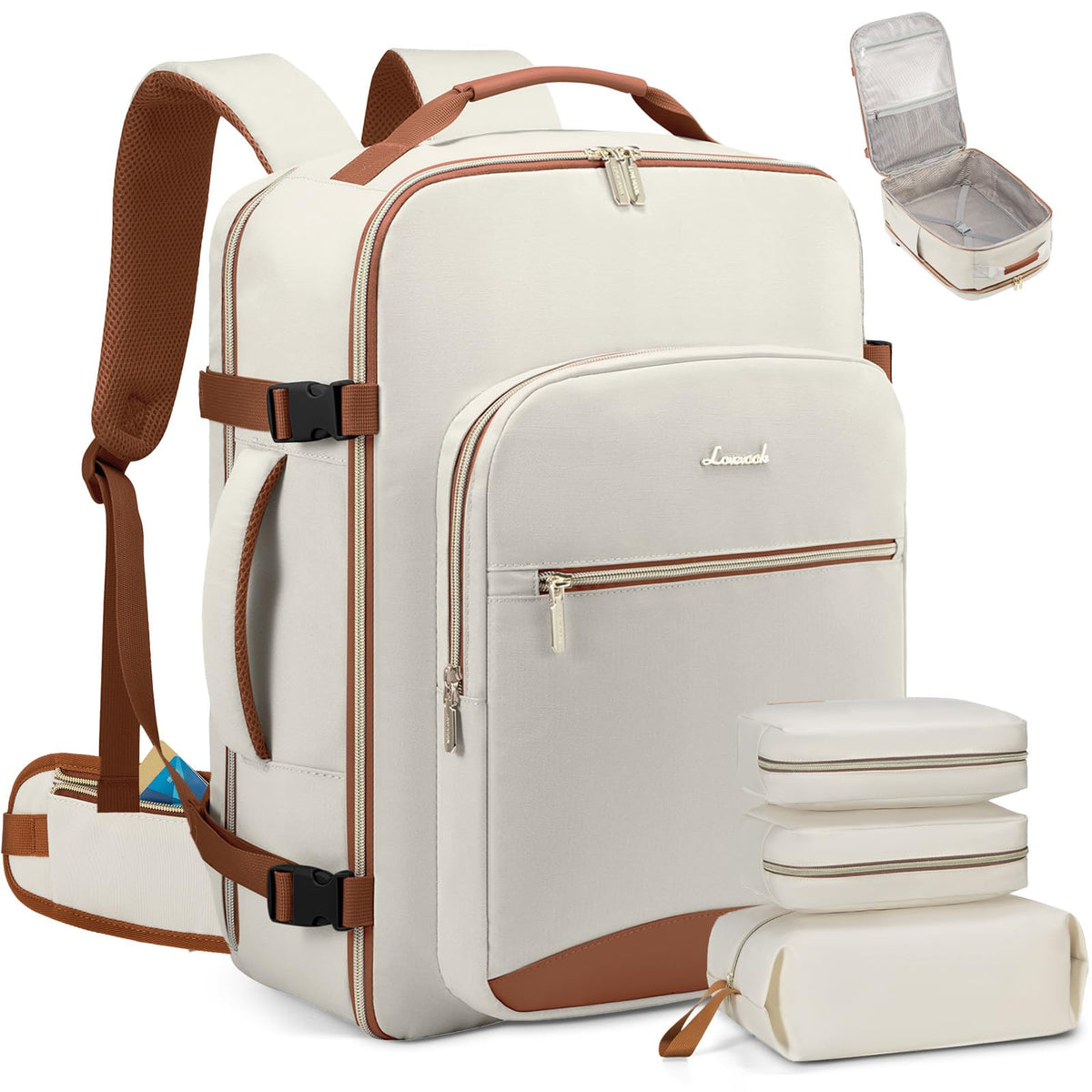 40L Travel Backpack Carry On with Packing Cubes, 17" Laptop