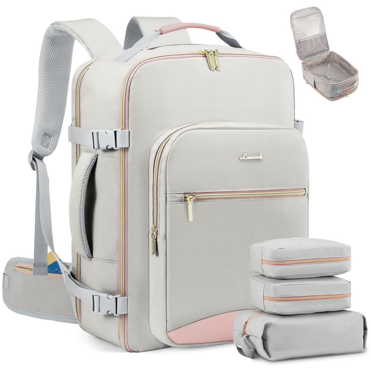40L Travel Backpack Carry On with Packing Cubes, 17" Laptop