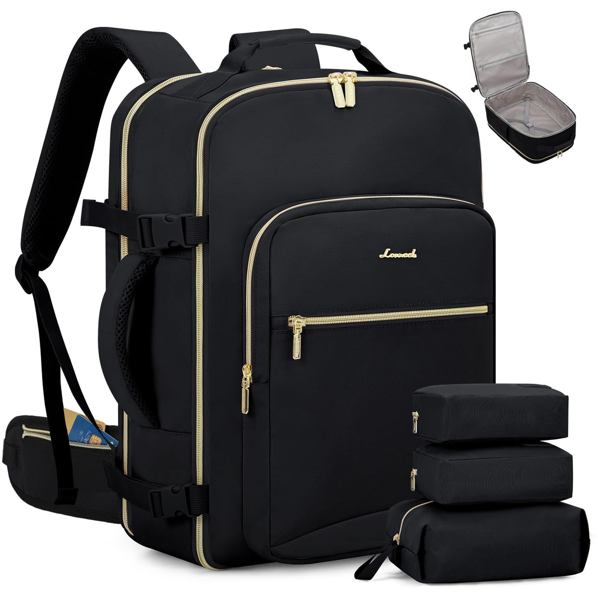 40L Travel Backpack Carry On with Packing Cubes, 17" Laptop