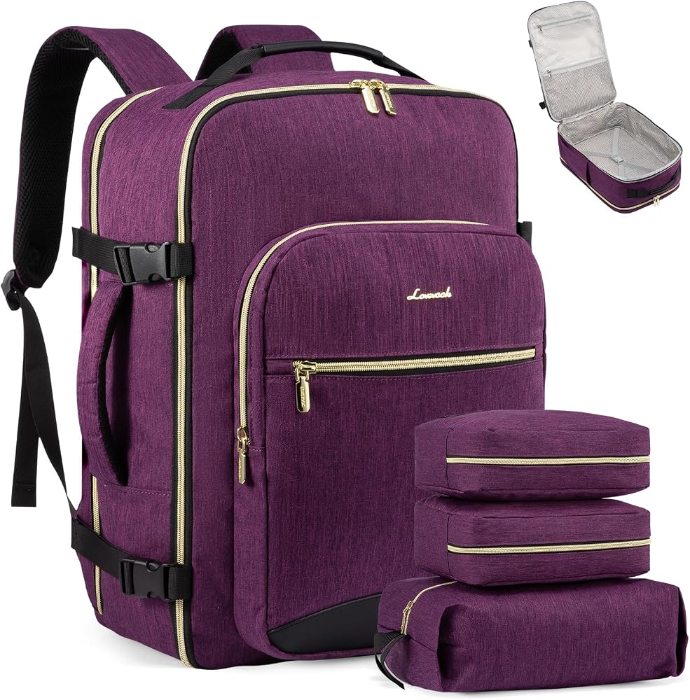 40L Travel Carry On Backpack with Packing Cubes & Laptop Compartment