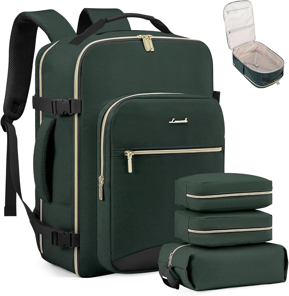 40L Travel Carry On Backpack with Packing Cubes & Laptop Compartment