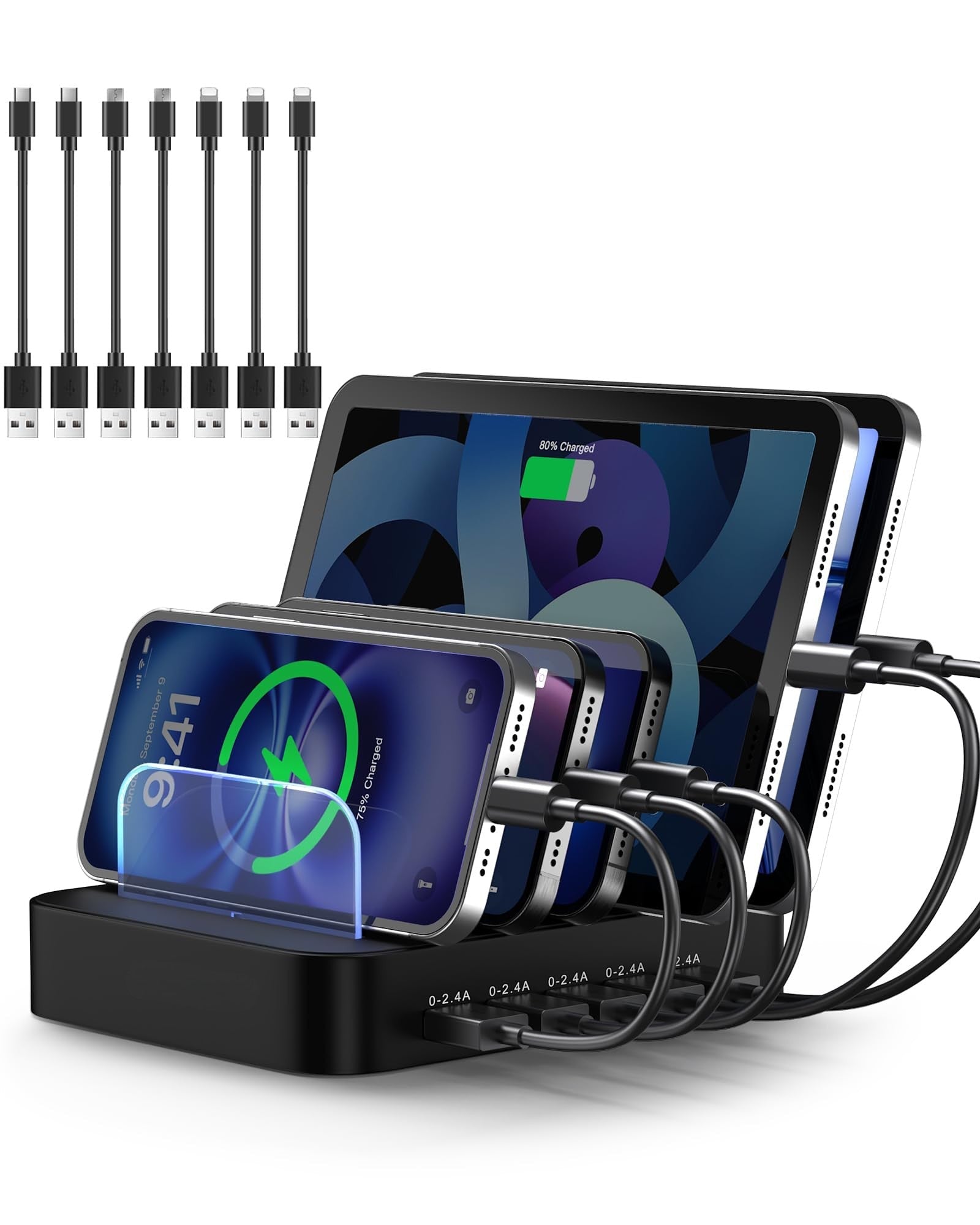 5 Port USB Charging Station for Multiple Devices Organizer Dock
