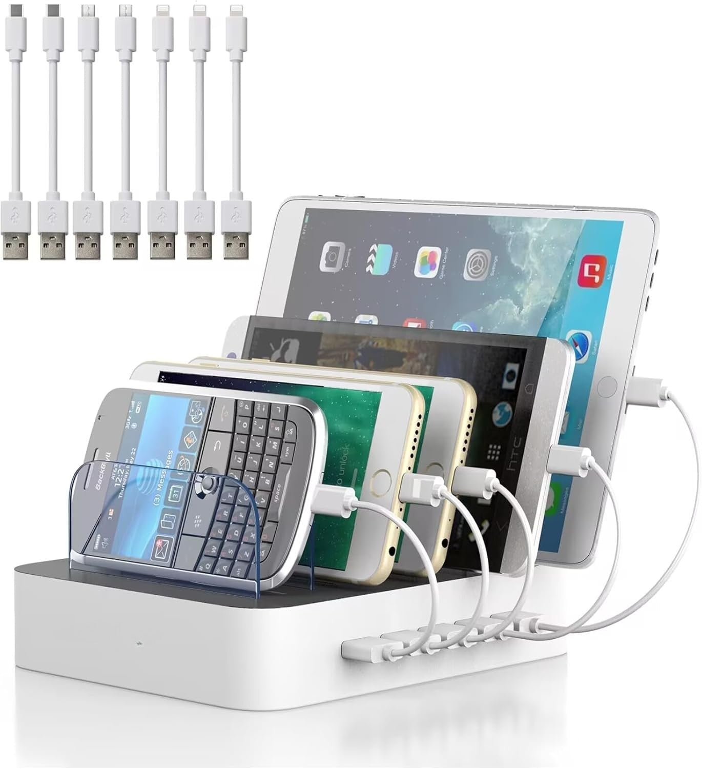 5 Port USB Charging Station for Multiple Devices Organizer Dock
