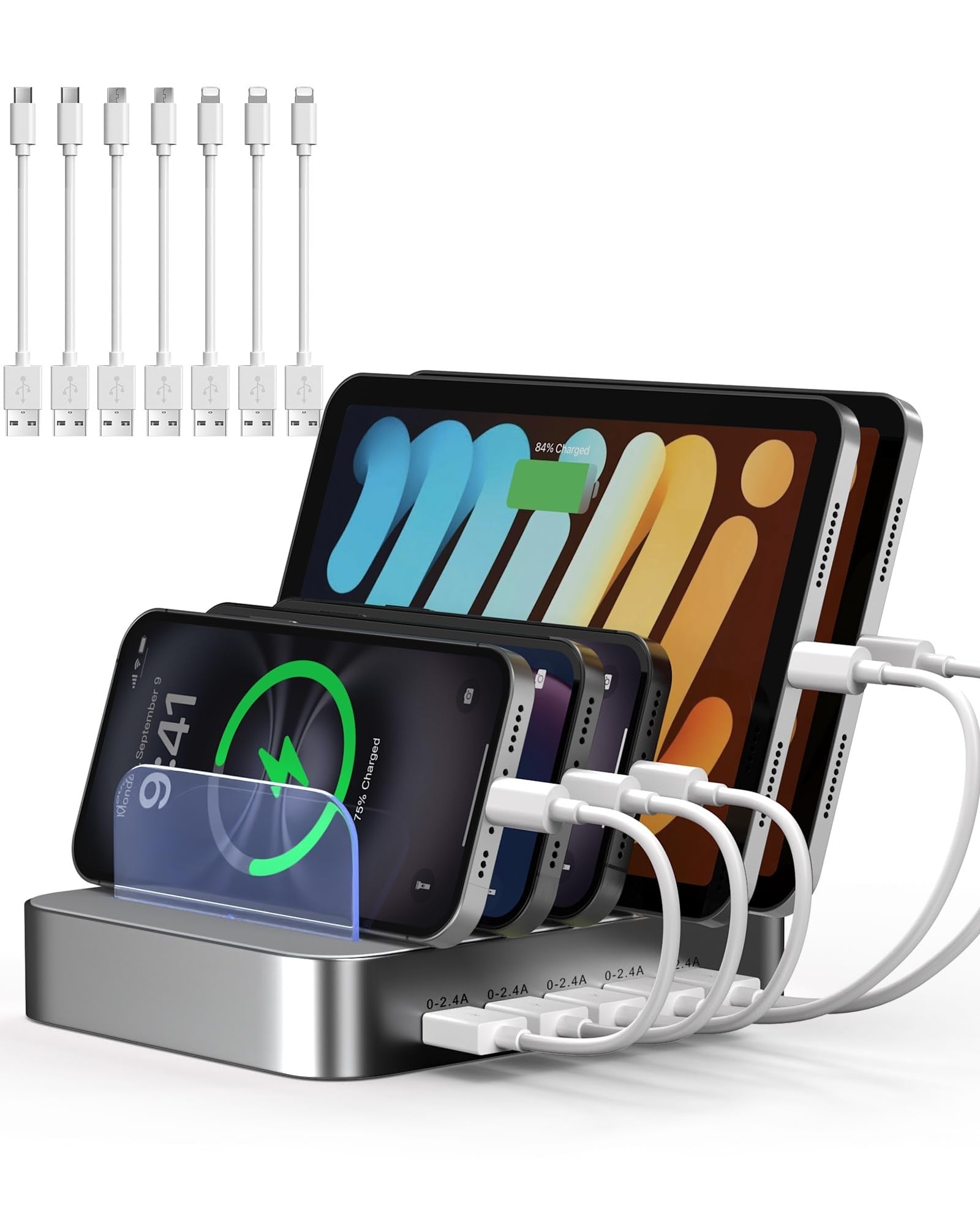5 Port USB Charging Station for Multiple Devices Organizer Dock