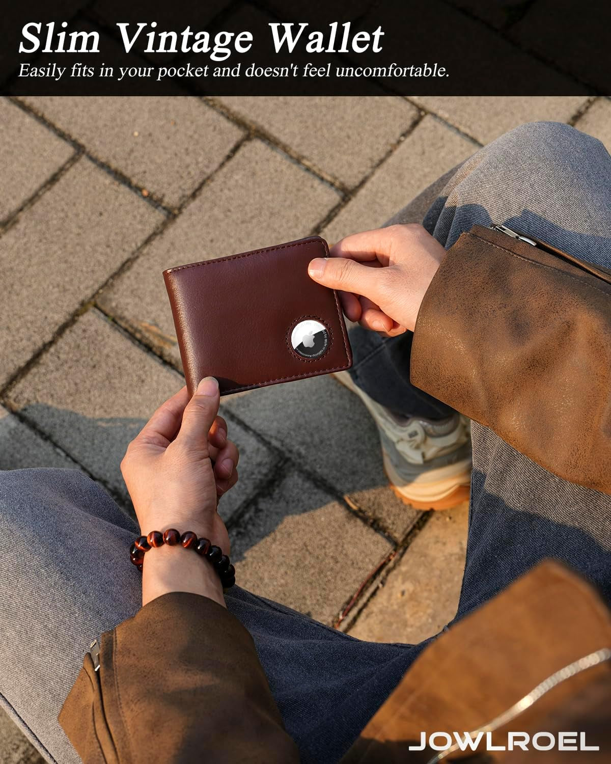 Airtag Wallet - Top Grain Leather Bifold Mens Wallet with Airtag Holder, RFID Blocking Wallet for Men with 2 ID Window 12 Card Holders and Gift Box - Dark Brown