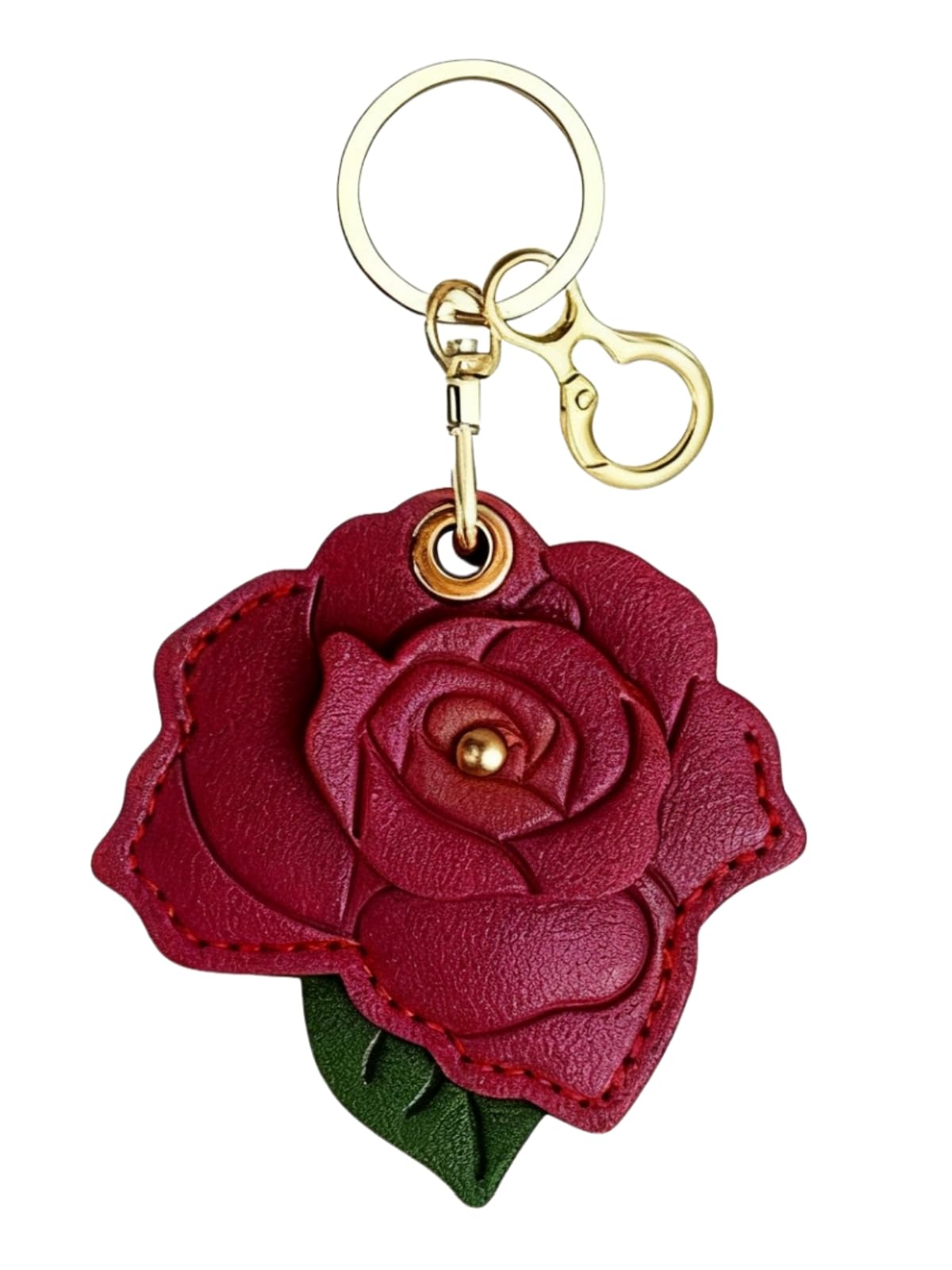 Rose AirTag Leather Case Keychain, Protective Holder Metal Key Ring for AirTag, Scratch-Resistant Cover Keys Bag Luggage