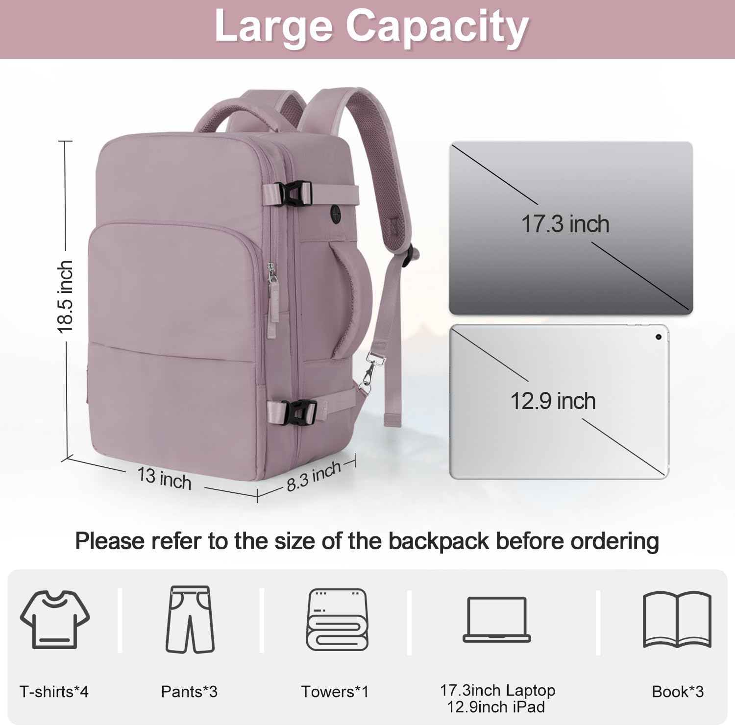 Sinaliy Travel Backpack, TSA Carry on Flight Approved Backpack