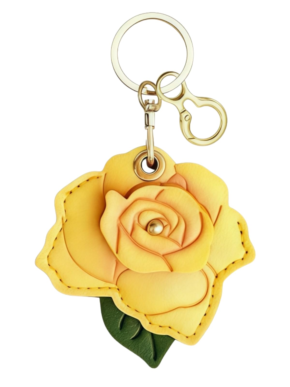 Rose AirTag Leather Case Keychain, Protective Holder Metal Key Ring for AirTag, Scratch-Resistant Cover Keys Bag Luggage