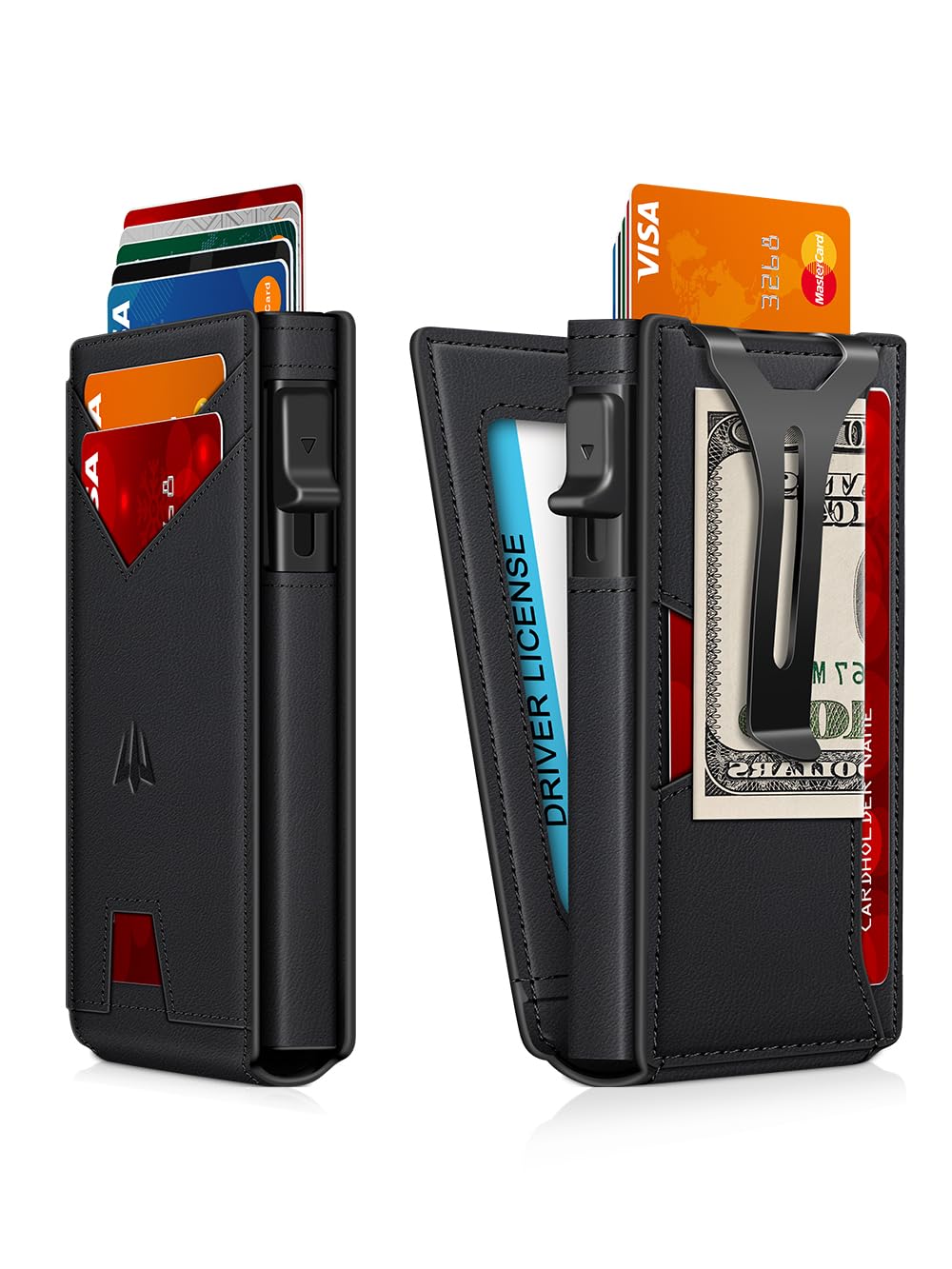 Wallet for Men, Slim Minimalist Wallet with Money Clip ＆ ID Window, RFID Blocking Pop-Up Credit Card Holder, Smart Auminum Mens Wallet Holds 9-13 Cards (Magnetic Closure, Gift Box)