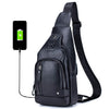 Genuine Leather Sling Bag for Men – Crossbody Chest Bag with USB Charging Port & Multi-Pocket Daypack