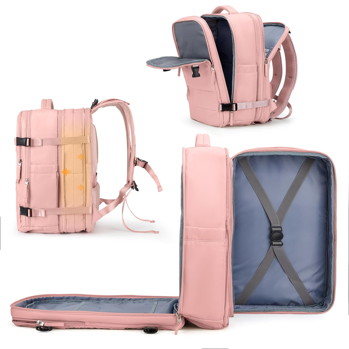 45L Expandable Travel Backpack with Laptop & Shoe Compartment