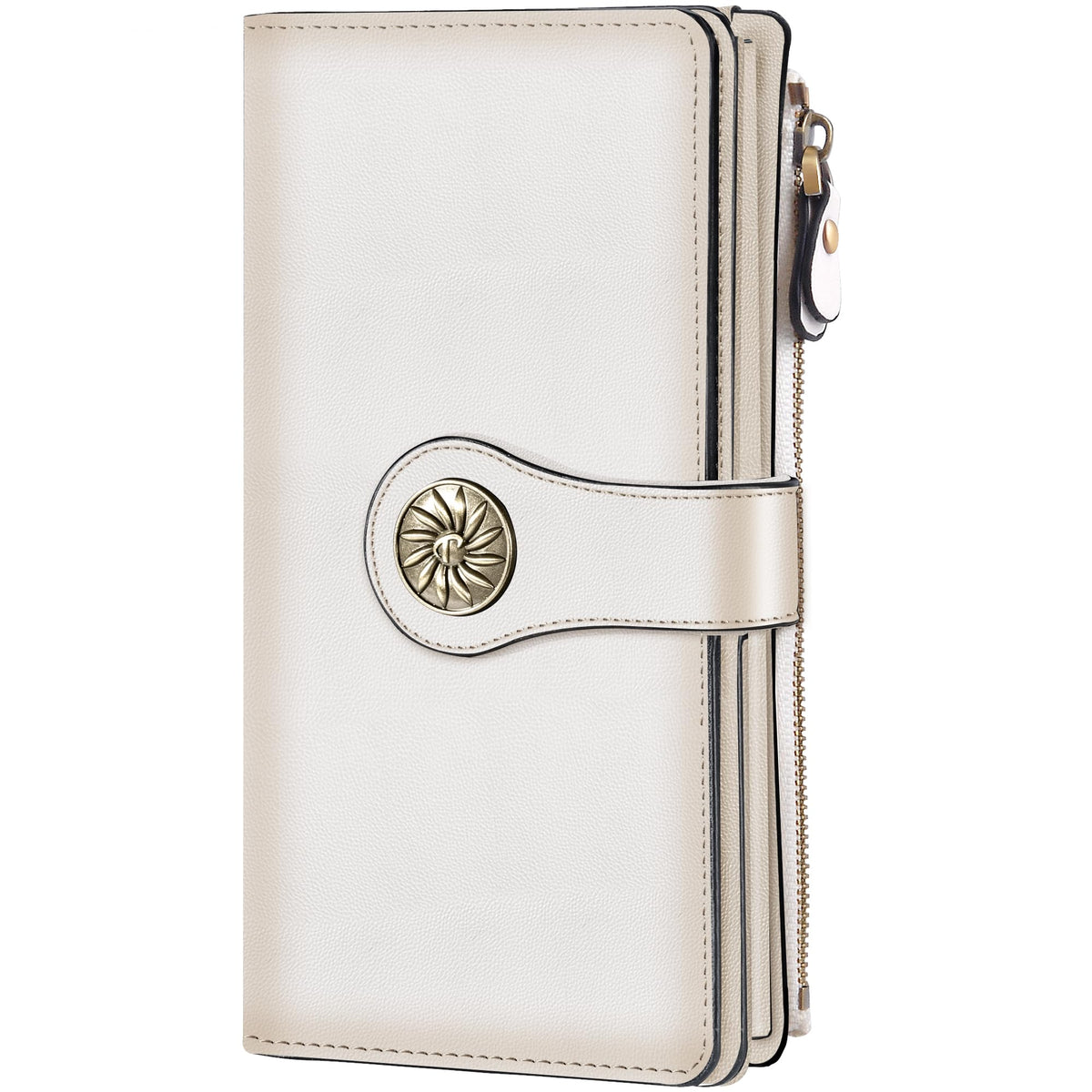 Women's Trifold Wallet RFID Blocking – Large Capacity Clutch Wallet with Zipper Pocket & Card Holder