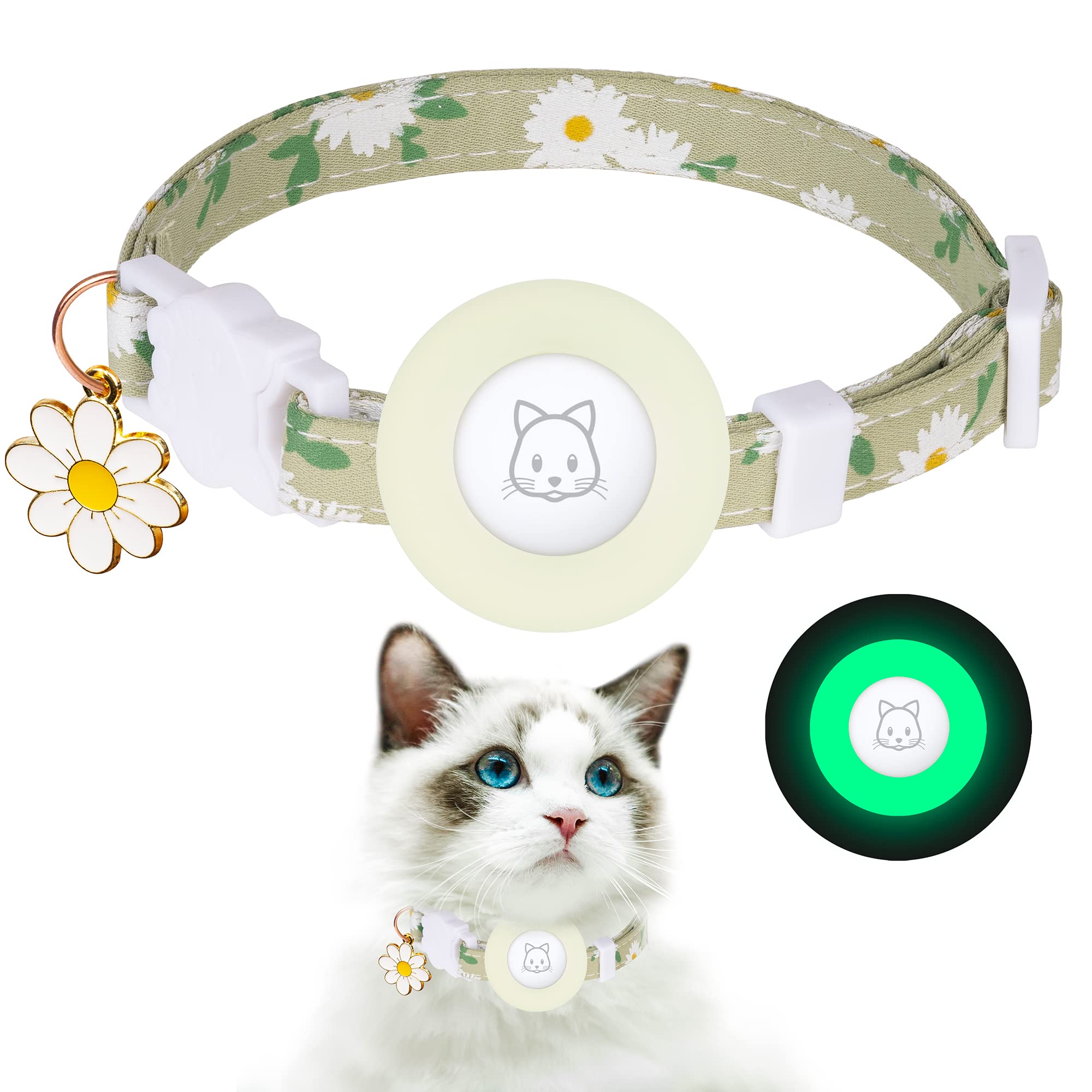 AirTag Cat Collar Breakaway Safety Collar with Charm & Holder