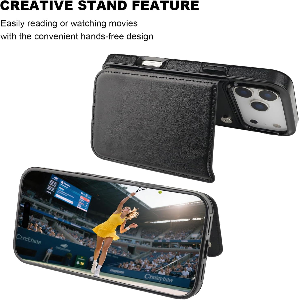 ONETOP for iPhone 18/17 Pro Max Wallet Case with Credit Card Holder,Black