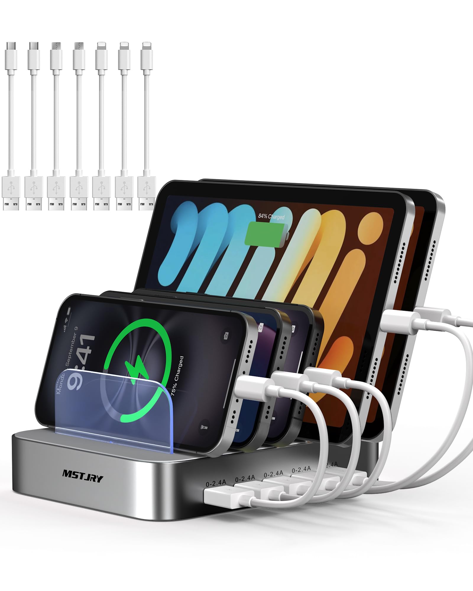 5 Port USB Charging Station for Multiple Devices Organizer Dock