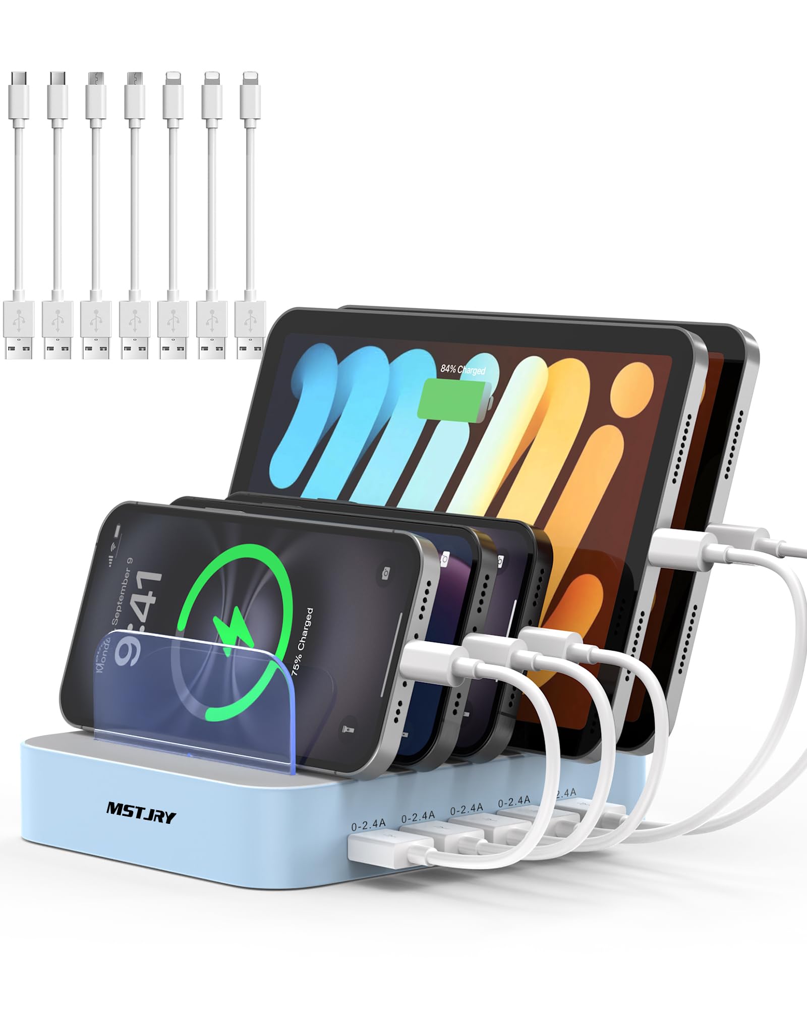 5 Port USB Charging Station for Multiple Devices Organizer Dock