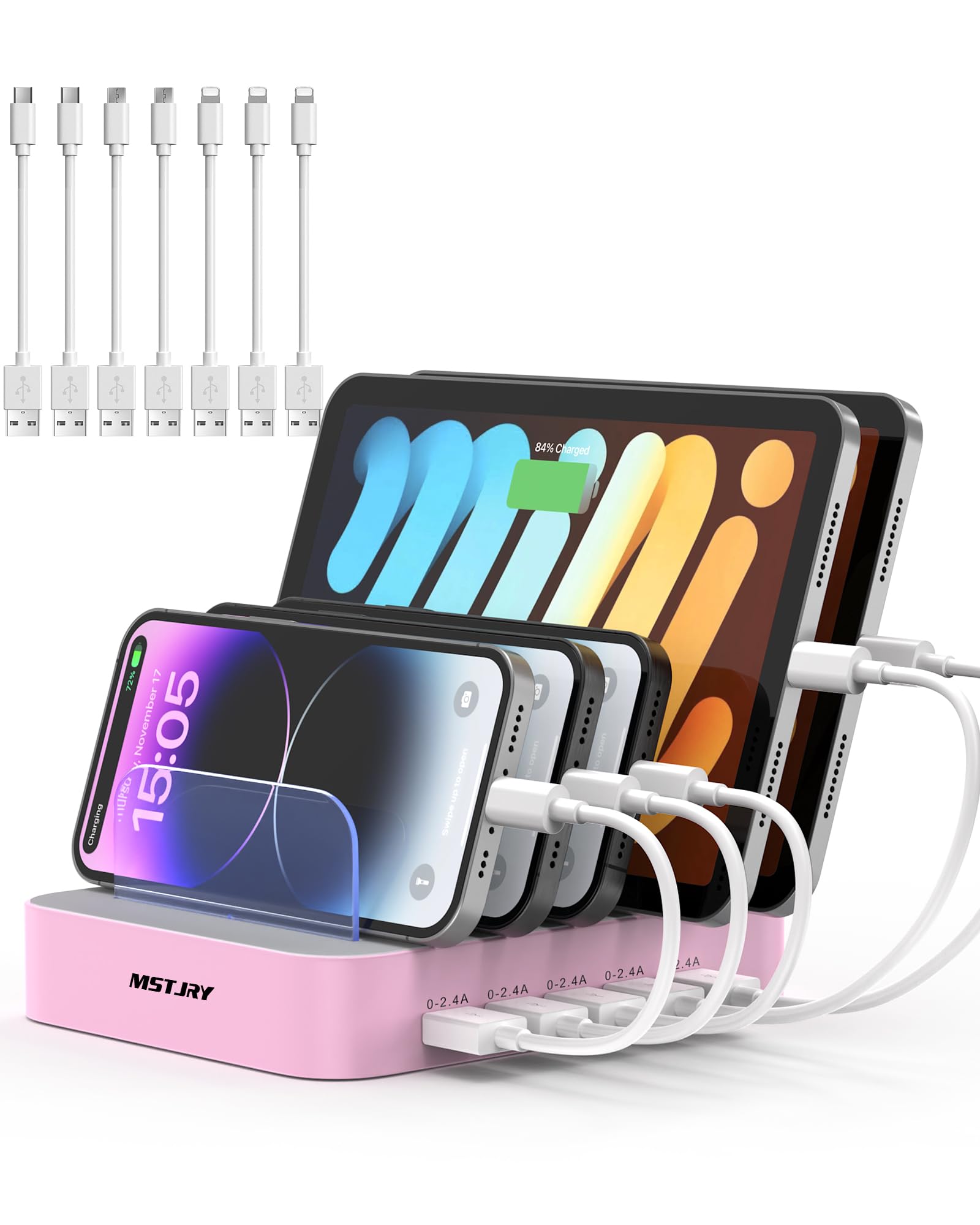 5 Port USB Charging Station for Multiple Devices Organizer Dock